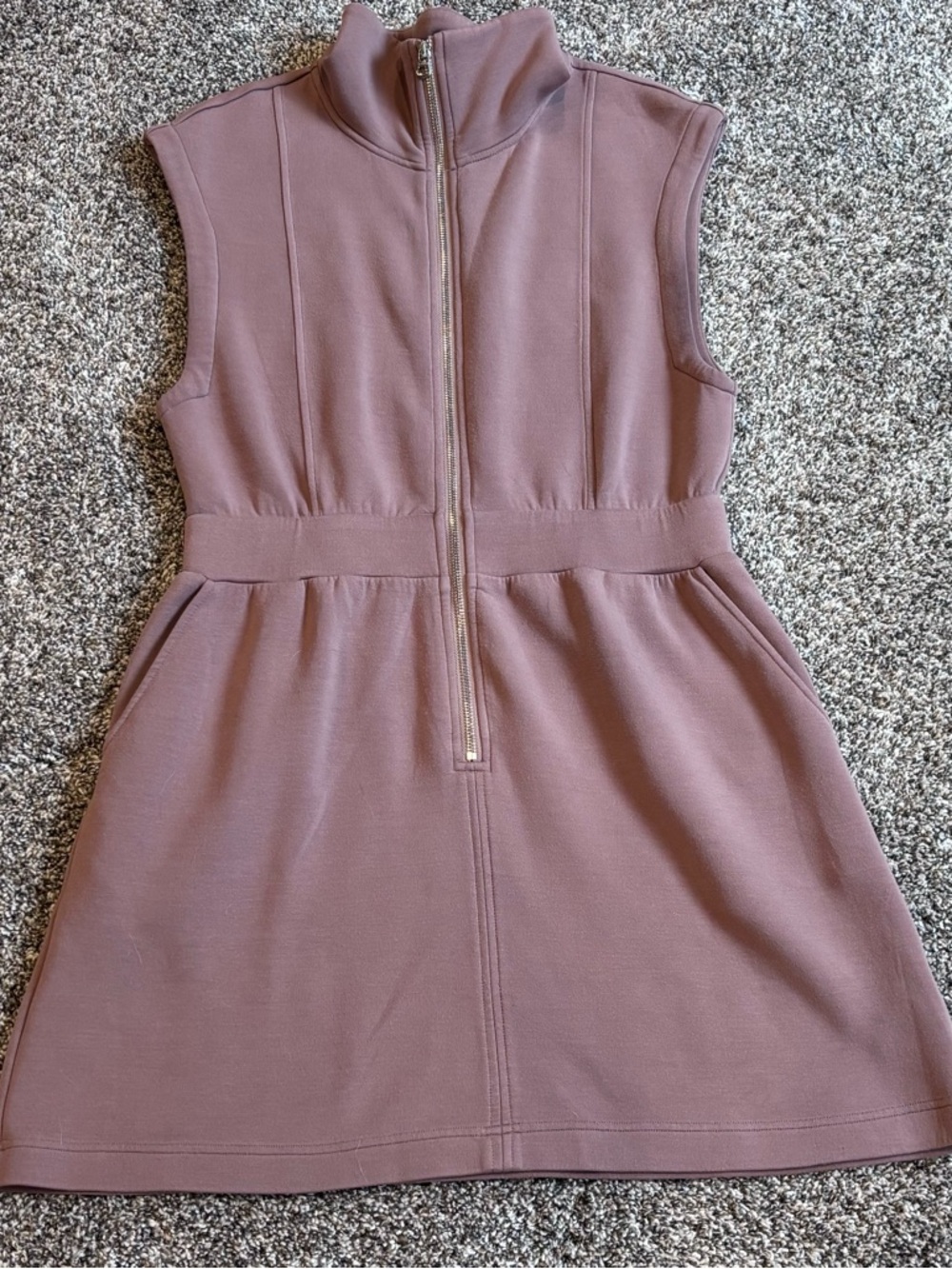 Varley Dusty Mauve Sleeveless Zip Through dress